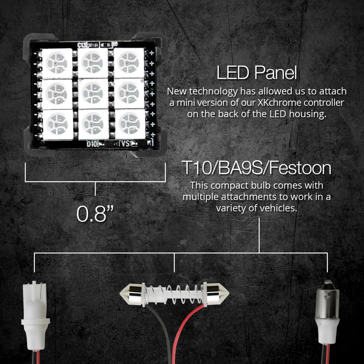 XKGlow LED Dome Light Bulb Kit with XKchrome Smartphone App Controlled XK-BULB-PANEL